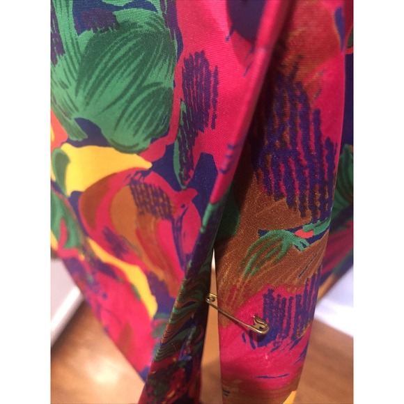 Vintage Button Down Blouse Vibrant Floral Long Sleeve Sz 16 FLAW - Picture 4 of 4